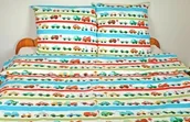 Pościel dla dzieci - Extrapościel Pościel bawełniana 160x200 wzór 796E Auta Kolorowe Pasy Czerwone i Niebieskie - miniaturka - grafika 1