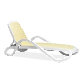 Leżaki ogrodowe - DKWADRAT Leżak Alfa plecionka beż, rama biała 97001 - miniaturka - grafika 1