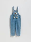 Spodenki dla niemowląt - Reserved - Jeansowe ogrodniczki z misiem - niebieski - miniaturka - grafika 1