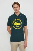 Koszulki męskie - Lacoste polo męski kolor zielony z nadrukiem - miniaturka - grafika 1