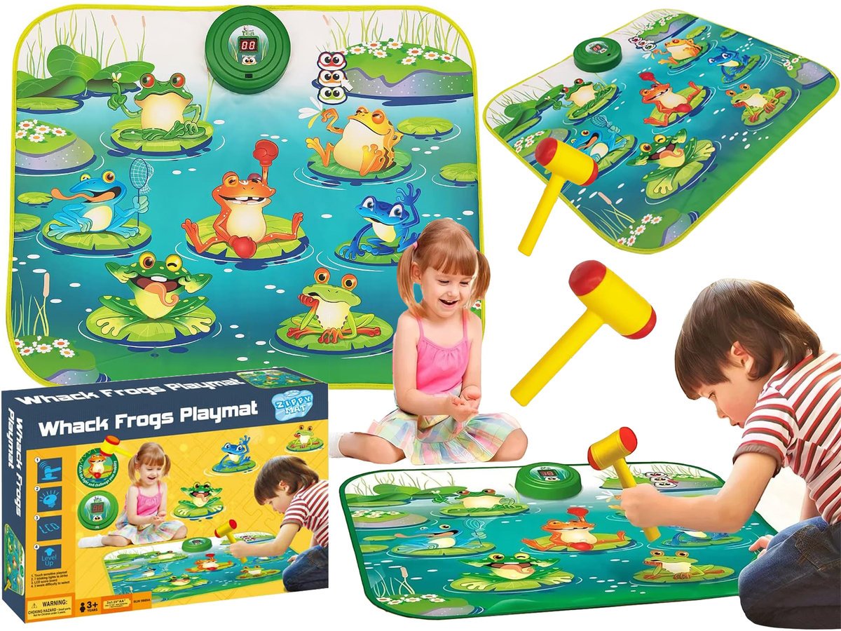 GRA UBIJ ŻABĘ Interaktywna dla dzieci POLOWANIE NA ŻABY Mata + Młotek