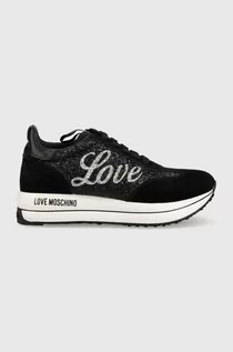 Sneakersy damskie - Love Moschino sneakersy kolor czarny - grafika 1