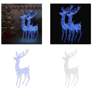 vidaXL XXL Renifer świąteczna dekoracja akrylowa 250 LED 2 szt. 180 cm - świąteczny renifer - świąteczny renifer - podświetlany renifer - świąteczna dekoracja - Ozdoby bożonarodzeniowe - miniaturka - grafika 1