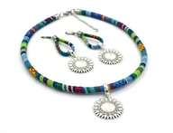Zestawy biżuterii dla kobiet - Komplet (naszyjnik i kolczyki) boho azteq sunflower - miniaturka - grafika 1