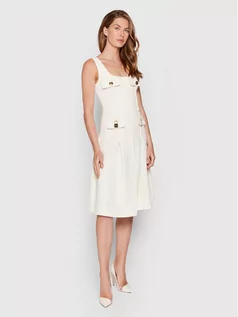 Sukienki - Elisabetta Franchi Sukienka koktajlowa AB-089-22E2-V390 Biały Slim Fit - grafika 1
