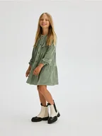 Sukienki i spódniczki dla dziewczynek - Reserved - Sztruksowa sukienka - jasnozielony - miniaturka - grafika 1