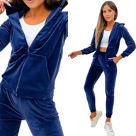 Dresy damskie - Damski Dres Komplet welurowy z kapturem 829 [Rozmiar L / 40, Kolor Granatowy] - miniaturka - grafika 1