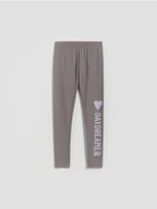 Spodnie i spodenki dla dziewczynek - Reserved - Legginsy z napisem - ciemnoszary - miniaturka - grafika 1