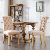 Krzesła - Krzesła do jadalni Flieks zestaw 2, krzesło kuchenne z nogami z litego drewna, krzesło do salonu tapicerowane z oparciem, krzesło do jadalni kuchnia salon, brązowe - miniaturka - grafika 1