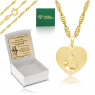 Biżuteria dla dzieci - ZŁOTY ŁAŃCUSZEK I MEDALIK SERCE JEZUSA GRAWER 60CM - miniaturka - grafika 1