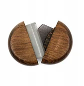 Szczotki i furminatory - Ekskluzywny grzebie� 2 w 1, do wyczesywania pche� ze zgrzeb�em, okr�g�y, drewno bukowe, stal, plastik PP, �rednica 9,1cm - miniaturka - grafika 1