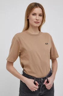 Koszulki i topy damskie - Vans t-shirt bawełniany kolor brązowy - grafika 1