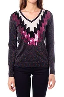 Swetry damskie - Desigual Damski sweter 19WWJFAX2000S, czarny, S - miniaturka - grafika 1