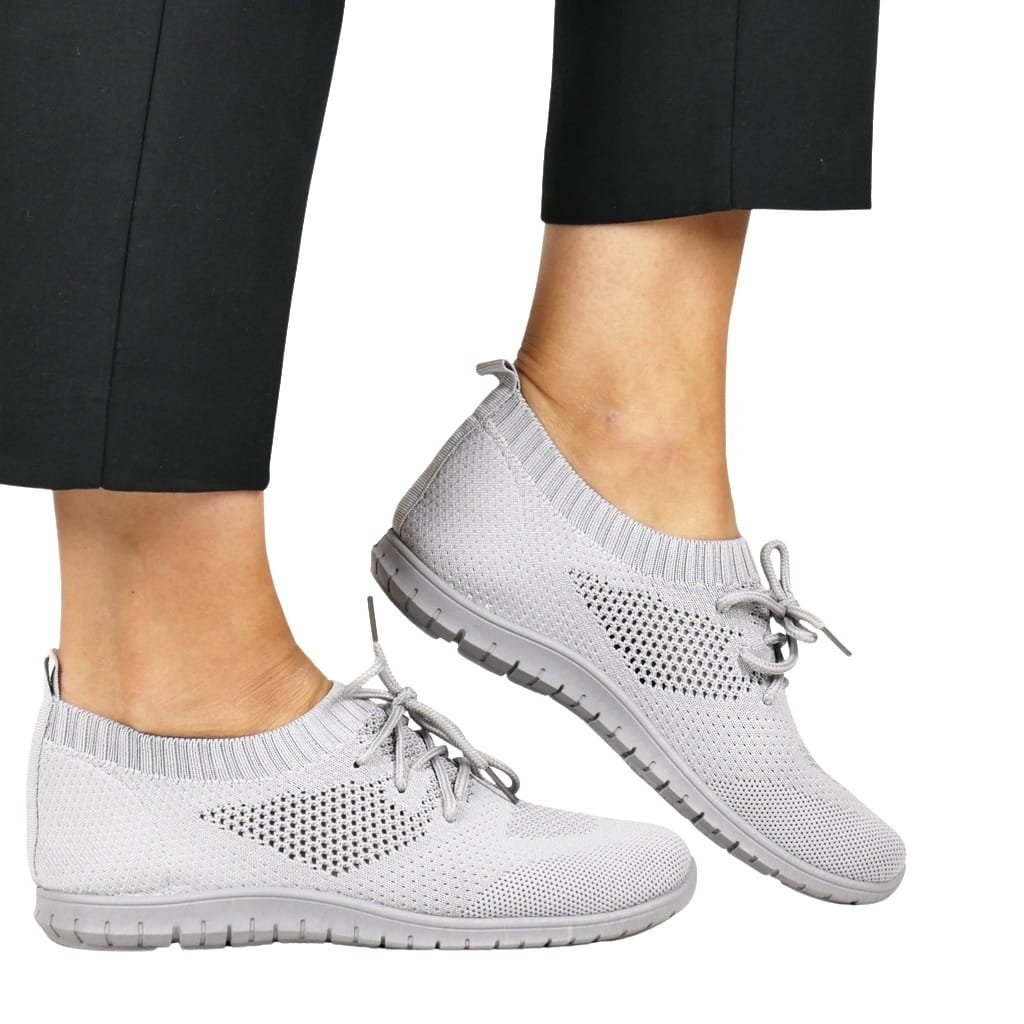 DAMSKIE PÓŁBUTY SPORTOWE WIĄZANE SIATKI NEWS 1020 SZARE
