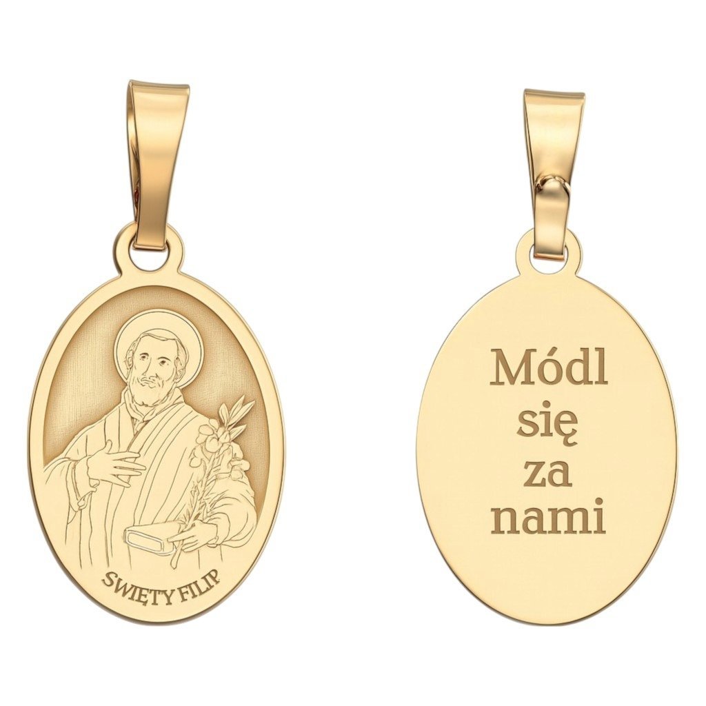 Medalik srebrny Ag 925 pozłacany Święty Filip MDC038G