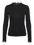 Bluzki damskie - VERO MODA Bluzka damska VMROSA LS Highneck Top JRS NOOS, czarny, XS - miniaturka - grafika 1