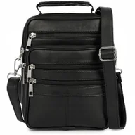 Torby męskie - Torba Saszetka Męska Na Ramię Elegancka Skórzana Raportówka Pojemna Czarna - miniaturka - grafika 1