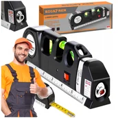 Poziomice, łaty, miary - POZIOMICA LASEROWA Z MIARĄ 250CM LASER 3 LIBELKI O269 - miniaturka - grafika 1