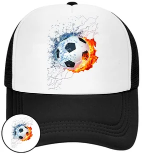 CZAPKA Z DASZKIEM PIŁKA NOŻNA DLA DZIECI SIATKA CZARNA BEJSBOLÓWKA - Czapki i chusty sportowe męskie - miniaturka - grafika 1
