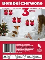 Pozostałe akcesoria świąteczne - Bombki czerwone elektrostatyczne dwustronne 3szt. - miniaturka - grafika 1