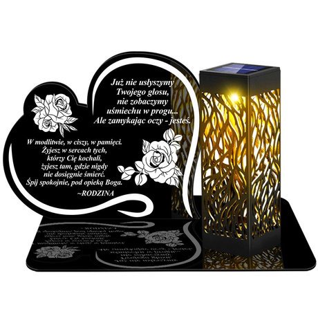 Znicz Solarny Led Wieczny Podstawka Na Cmentarz Grób Lampka Napis Serce 3d