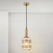 Lampy sufitowe - ORION Lampa wisząca Carneval, antyczny mosiądz/bursztyn, Ø 14 cm, szkło - miniaturka - grafika 1