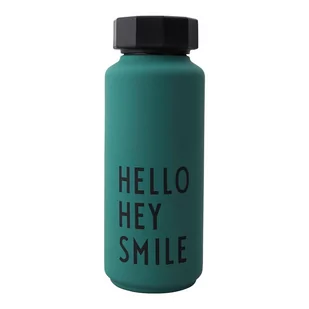 Zielona butelka termiczna Design Letters Hello, 500 ml - Butelki termiczne - miniaturka - grafika 1