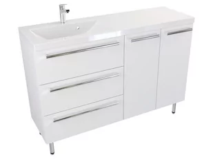 Szafka Stojąca Z Umywalką ATH 120 cm SD Lewa - Biały Mat - Uchwyty Chromowane - Szafki łazienkowe - miniaturka - grafika 1