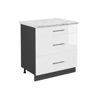 Szafki kuchenne - Vicco Szafka dolna do kuchni Fame-Line, Biały wysoki połysk, 80 cm z 3 szufladami, BP Marmur - miniaturka - grafika 1