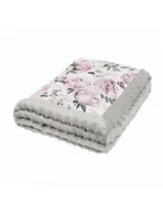 Koce i narzuty dla dzieci - Bonjour Cherie koc mały 65/75 Peonie minky glacier grey - miniaturka - grafika 1