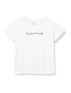 Koszulki i topy damskie - Armani Exchange Koszulka damska Sustainable, Boyfriend Fit, Printed Quote, biały, M - grafika 1