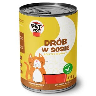 PetPot Karma mokra dla dorosłego kota Drób w sosie 415g - Mokra karma dla kotów - miniaturka - grafika 1