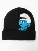 Czapki damskie - CZAPKA ZIMOWA ZAWIJANA NA CZOŁO CIEPŁA PREMIUM Czarna Smerfy Maruda - miniaturka - grafika 1