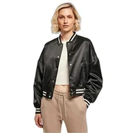 Kurtki damskie - Urban Classics Damska kurtka College z połyskującej satyny, krótki oversize, satynowa kurtka College, kurtka Varsity dostępna w 2 kolorach, rozmiary XS - 5XL, czarny, XXL - miniaturka - grafika 1