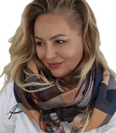 Apaszki i szaliki damskie - Szal szalik Chusta frędzle ciepły w kratę miękki gładki 175x75 cm - miniaturka - grafika 1