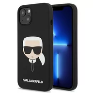 Etui i futerały do telefonów - Karl Lagerfeld Silicone Ikonik Karl`s Head - Etui iPhone 13 Mini (czarny) KLHCP13SSLKHBK - miniaturka - grafika 1