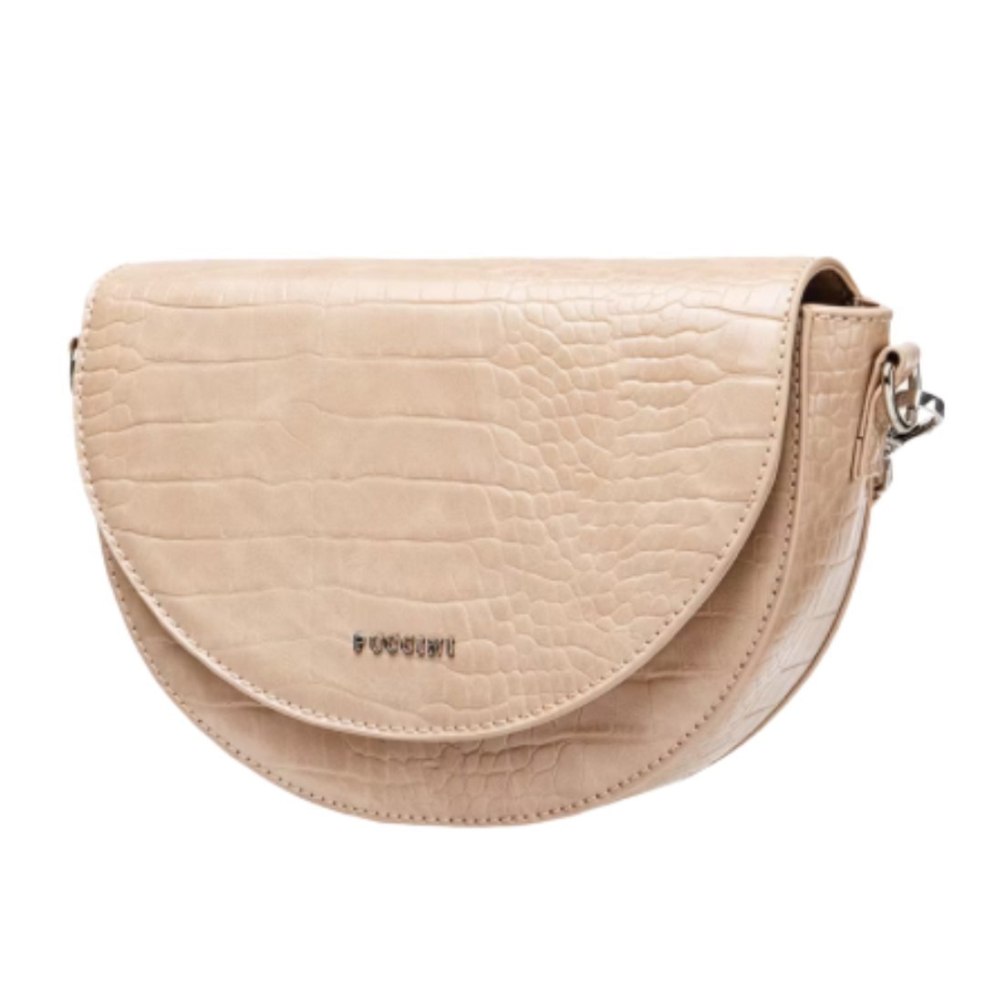 Mała torebka listonoszka PUCCINI półksiężyc BEŻOWA