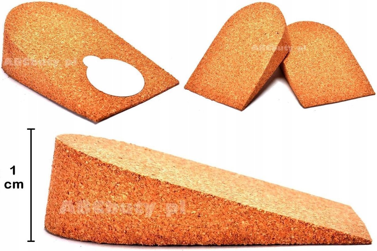 36/41 DAMSKIE PODPIĘTKI KORKOWE KLINY WKŁADKI PODWYŻSZAJĄCE 1 CM CORK 10 MM