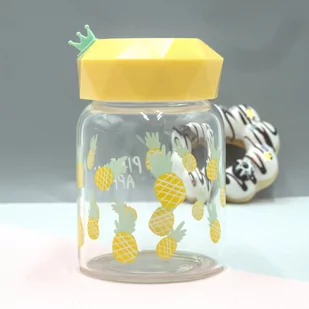Butelka Szklana Słoik Z Uchwytem 350 Ml Ananas - Shakery i bidony sportowe - miniaturka - grafika 1