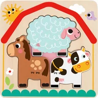 Układanki dla dzieci - Tooky Toy Drewniane Puzzle Wielowarstwowe Tablica Zwierzątka na Farmie 7 el. - miniaturka - grafika 1