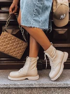 Botki damskie - Botki damskie MOONSTONE beżowe Dstreet ZY0367-36 - miniaturka - grafika 1