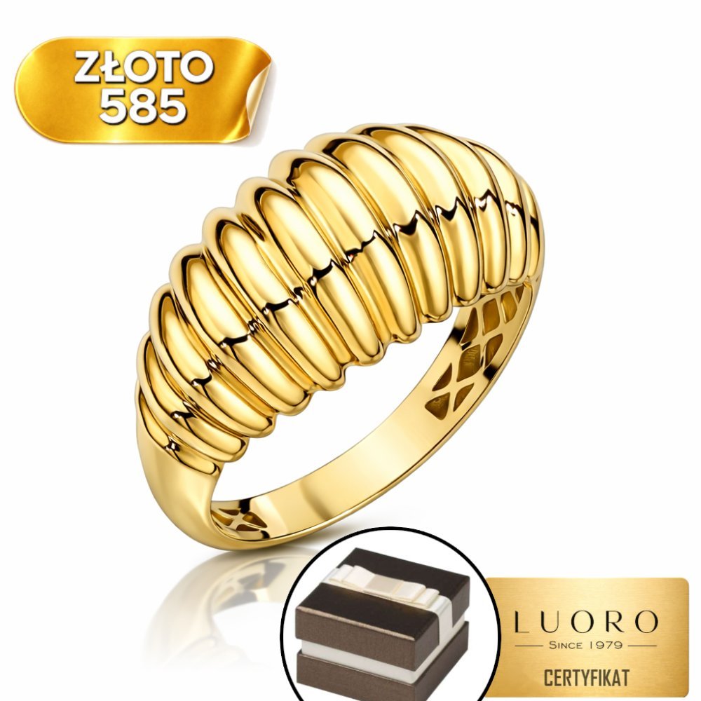 PIERŚCIONEK ZŁOTY 585 14K ŻŁOBIONY REGULARNY WZÓR ELEGANCKI R16