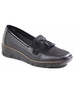 PÓŁBUTY RIEKER - 53771-00  BLACK - Rieker - Półbuty damskie - miniaturka - grafika 1