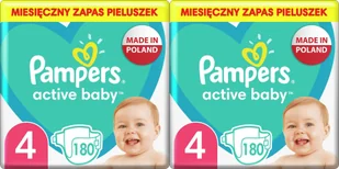 Pampers Pieluchy Active Baby 4, 9-14 kg, 180 szt. x2 - Pieluchy - miniaturka - grafika 1