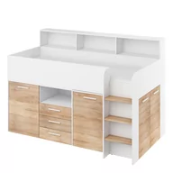 Łóżka dla dzieci i młodzieży - Łóżko Piętrowe Neo Prawe Biały Mat / Sonoma Jasna MebloCross - miniaturka - grafika 1