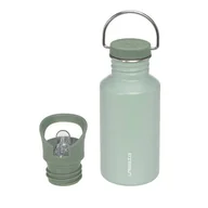 Bidony dla dzieci - Lassig, Unique, Bidon ze stali nierdzewnej z dodatkową zakrętką z ustnikiem, 500 ml, zielony - miniaturka - grafika 1
