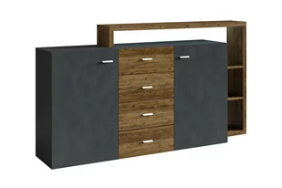 Komoda dwudrzwiowa z szufladami i nadstawką Bota 27 - appenzeller / matera - Komody - miniaturka - grafika 1