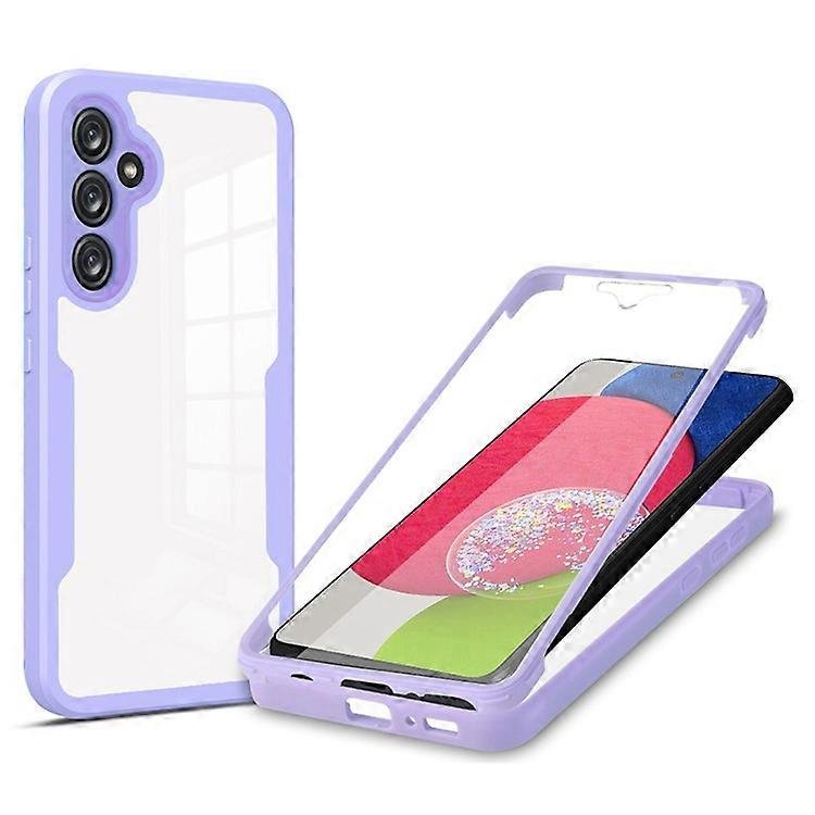 Kompatybilny z Samsung Galaxy A54 5G Przezroczysty akryl + TPU Etui na telefon Osłona obiektywu aparatu Pokrowiec na telefon z folią PET Fioletowy