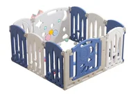 Łóżeczka i kojce - Kojec Składany Modułowy Dla Dzieci Suchy Basen 8+2 Niebiesko-Biały - miniaturka - grafika 1