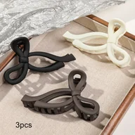 Ozdoby do włosów - TEMU 3 szt. Lobaba Elegancki słodki kłutek do włosów z motylami, duże plastikowe klipsy do włosów z wiązaniem, jednokolorowe, stylowe akcesoria do - miniaturka - grafika 1